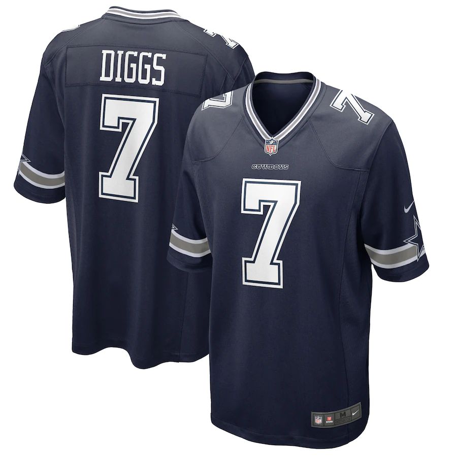 Men Dallas Cowboys 7 Trevon Diggs Nike Navy Game NFL Jersey